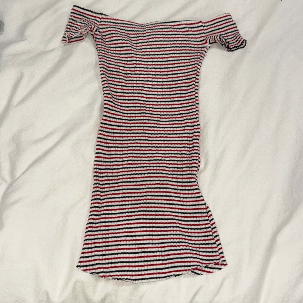 Michael Lauren Revolve XS stretchy off the shoulder striped top Parket